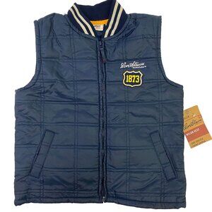 Levi Strauss Nylon Vest Navy Blue Box Quilted Embroidered Toddler Boy Size 4T
